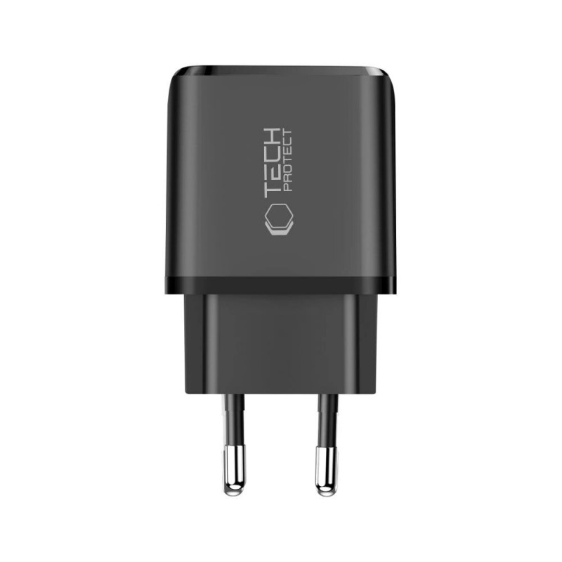 Tech-Protect NCA30 USB-A, USB-C Wandladegerät PD 30W / QC3.0, Schwarz