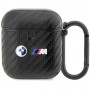 BMW BMA2WMPUCA2 Carbon Double Metal Logo Hülle für Apple AirPods 1/2, schwarz