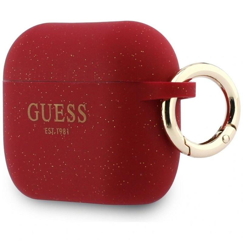 Guess Silikon-Glitter-Ring-Hülle für Apple AirPods Pro 3, Fuchsia