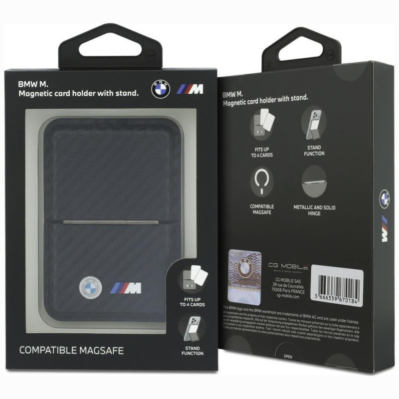 BMW M Carbon Metal Logos MagSafe Wallet, schwarz