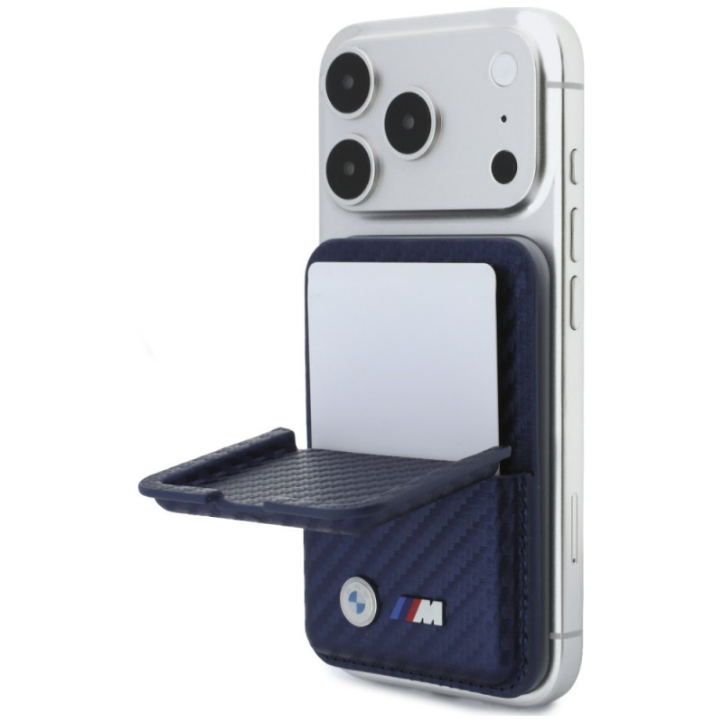 BMW M Carbon Metal Logos MagSafe Wallet, marineblau