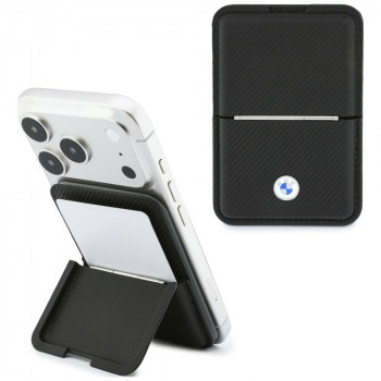 BMW Carbon Metal Logos MagSafe Wallet, schwarz