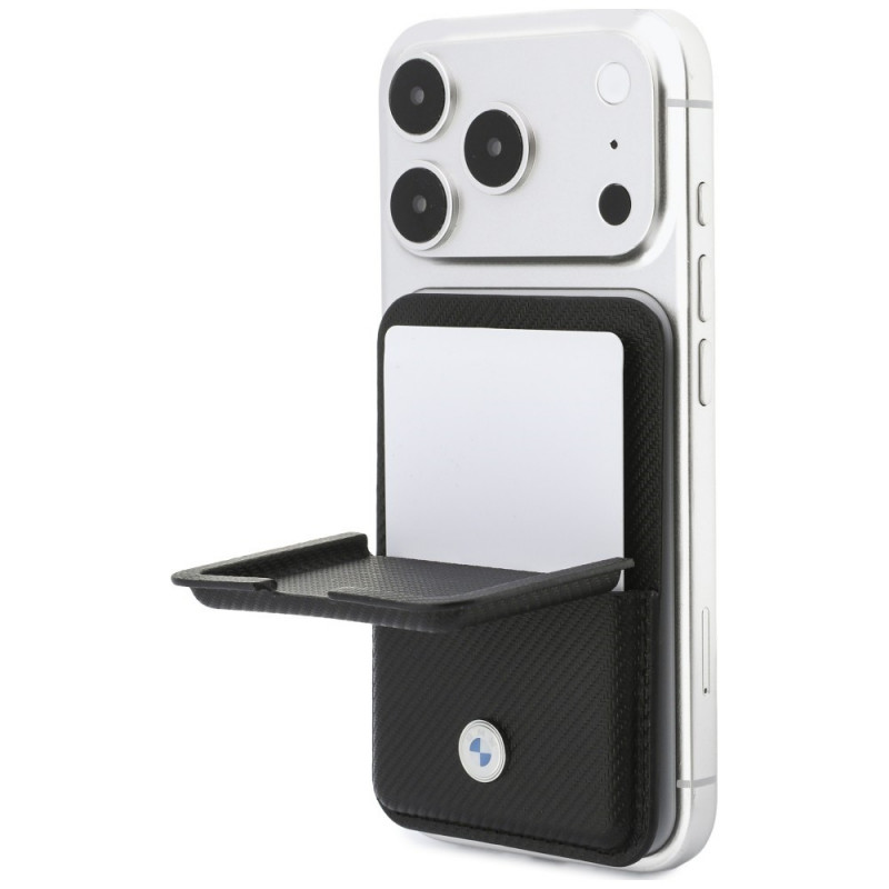 BMW Carbon Metal Logos MagSafe Wallet, schwarz