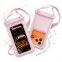 Tech-Protect UWC7 Universelle wasserdichte Schwimmhülle für Smartphones bis 6,9 Zoll, Pink
