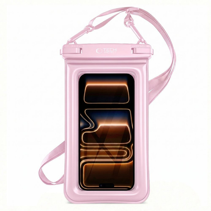 Tech-Protect UWC7 Universelle wasserdichte Schwimmhülle für Smartphones bis 6,9 Zoll, Pink