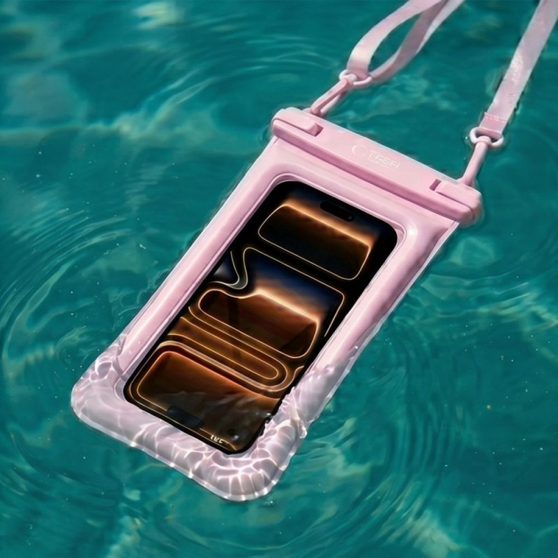 Tech-Protect UWC7 Universelle wasserdichte Schwimmhülle für Smartphones bis 6,9 Zoll, Pink