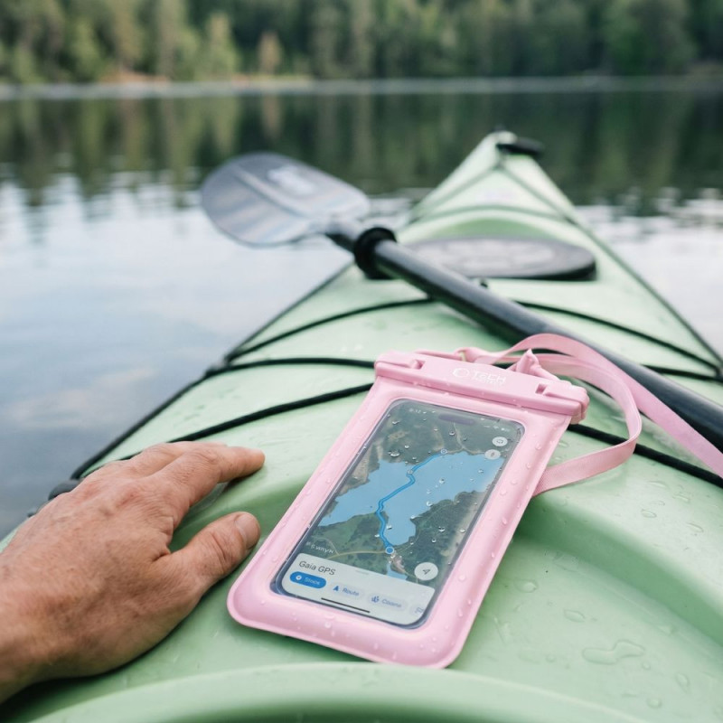 Tech-Protect UWC7 Universelle wasserdichte Schwimmhülle für Smartphones bis 6,9 Zoll, Pink