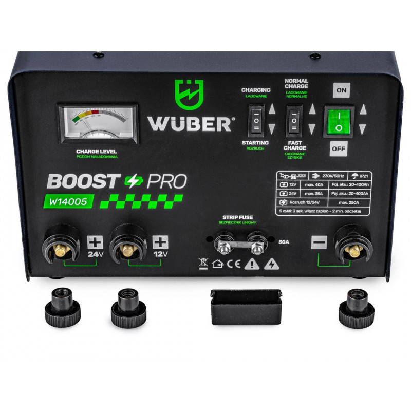 Wuber W14005 Kfz-Batterieladegerät mit Starthilfe, 40 A, 12 V/24 V