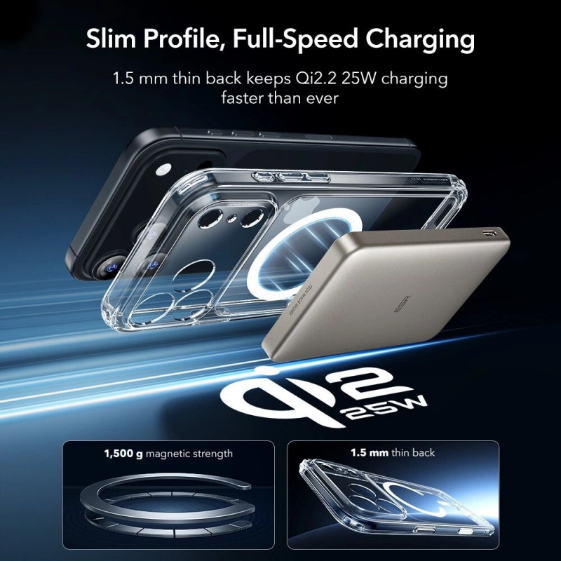 ESR Classic Hybrid MagSafe Hülle mit gehärtetem Glas für Apple iPhone 17 Pro Max, transparent