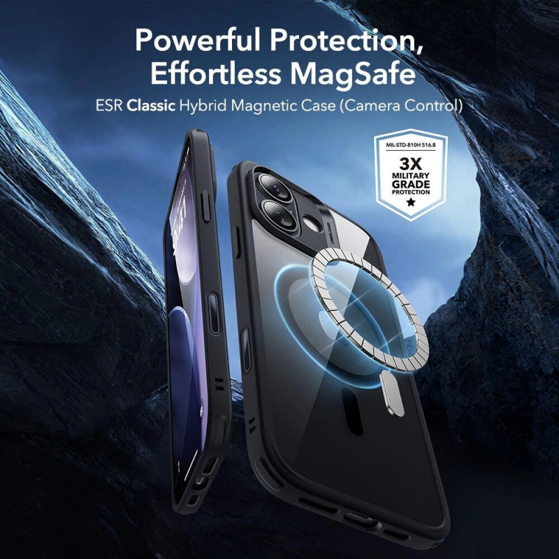 ESR Classic Hybrid MagSafe Hülle mit gehärtetem Glas für Apple iPhone 17, Clear/black