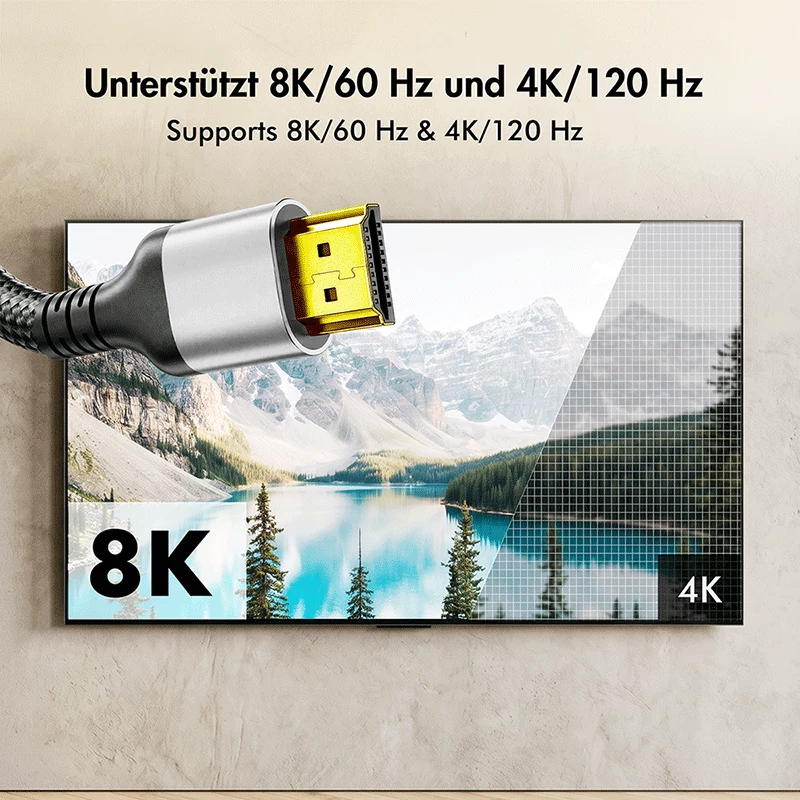 LogiLink CH0124 HDMI-Kabel, A/M auf A/M, 8K/60 Hz, 48 Gbps, Metall, Nylon, schwarz/grau, 5 m