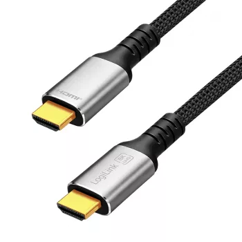 LogiLink CH0125 HDMI-Kabel, A/M zu A/M, 8K/60 Hz, 48 Gbps, Metall, Nylon, schwarz/grau, 7,5 m