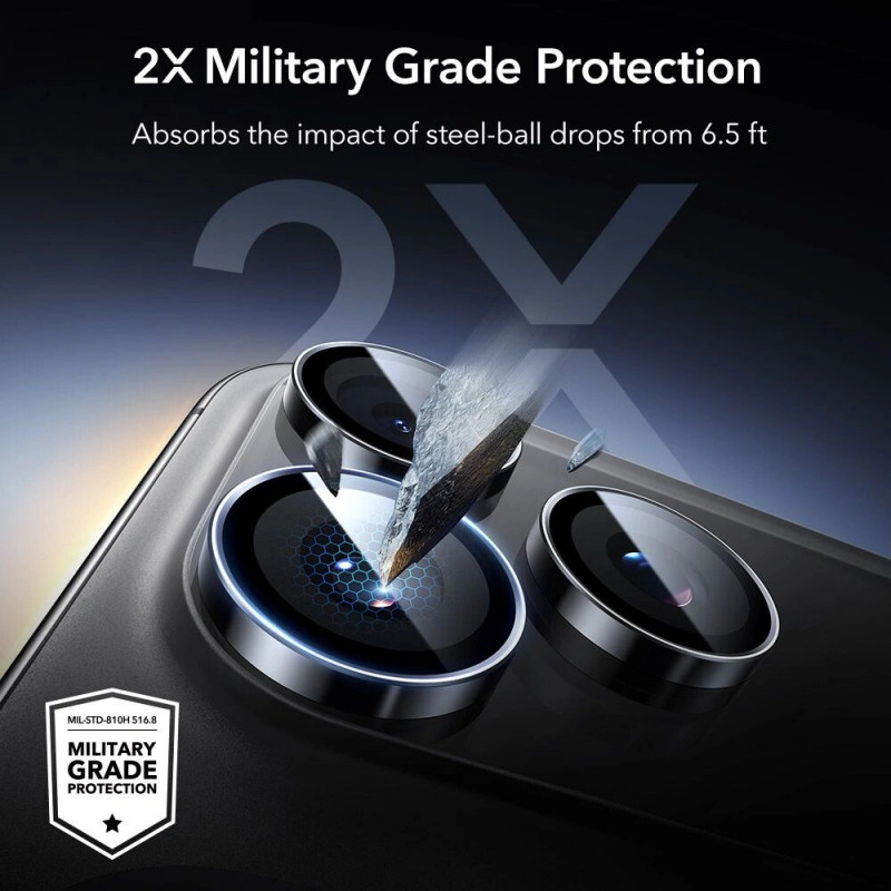 ESR Armorite Kameraschutz für Apple iPhone 14 Pro / 14 Pro Max / 15 Pro / 15 Pro Max / 16 Pro / 16 Pro Max / 17 Pro / 17 Pro Max, Schwarz (ESR931)