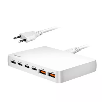LogiLink PA0418 USB-A/C Desktop-Ladegerät, 100 W, GaN, 6 Ports, 2x USB-A (QC), 4x USB-C (PD), Weiß
