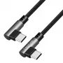 LogiLink CU0461 USB 2.0 Type-C Kabel, C/M 90° auf C/M 90°, 480 Mbps, 100 W, Metall, silber/schwarz, 1 m