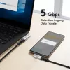 LogiLink CU0471 USB 3.2 Gen1 Type-C Kabel, A/M 90° auf C/M 90°, 5 Gbps, 60 W, Metall, silber/schwarz, 1 m