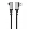 LogiLink CU0472 USB 3.2 Gen1 Type-C Kabel, A/M 90° auf C/M 90°, 5 Gbps, 60W, Metall, silber/schwarz, 1,5 m
