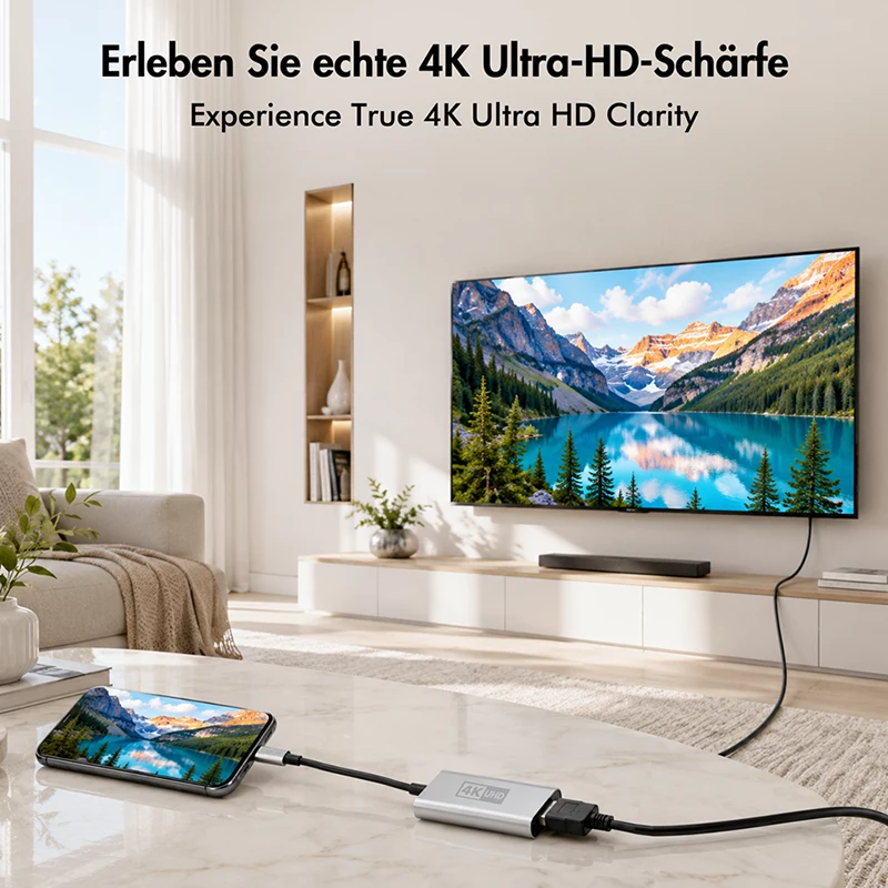 LogiLink CUA0115 USB 3.2 Gen1 Type-C Adapter, C/M auf HDMI-A/F, 4K/60 Hz, Metall, schwarz/silber, 0,15 m