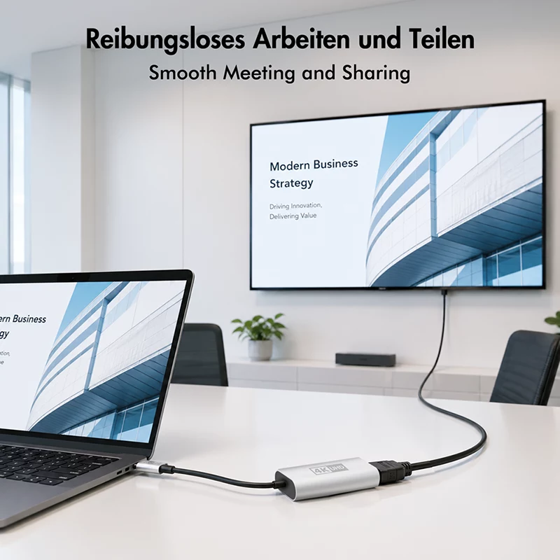 LogiLink CUA0115 USB 3.2 Gen1 Type-C Adapter, C/M auf HDMI-A/F, 4K/60 Hz, Metall, schwarz/silber, 0,15 m