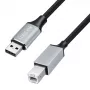 Logilink CU0107 USB-2.0-Kabel, USB-A/M auf USB-B/M, 480 Mbps, Nylon, Metall, schwarz/silber, 2 m
