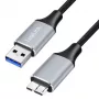 Logilink CU0291 USB-3.0-Kabel, A/M auf Micro-USB/M, 5 Gbps, Nylon, Metall, schwarz/silber, 2 m
