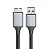 Logilink CU0291 USB-3.0-Kabel, A/M auf Micro-USB/M, 5 Gbps, Nylon, Metall, schwarz/silber, 2 m