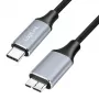 Logilink CU0199 USB 3.2 Gen1 Type-C Kabel, C/M auf Micro-USB/M, 5 Gbps, Nylon, Metall, schwarz/silber, 2 m