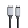 Logilink CU0199 USB 3.2 Gen1 Type-C Kabel, C/M auf Micro-USB/M, 5 Gbps, Nylon, Metall, schwarz/silber, 2 m