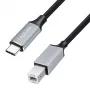 Logilink CU0515 USB 2.0 Type-C Kabel, C/M zu B/M, 480 Mbps, Nylon, Metall, schwarz/silber, 2 m