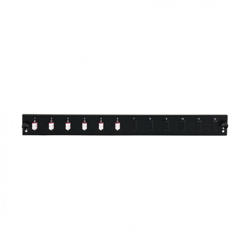 EFB Elektronik SB-FP-6SC-S-OM4 LWL-Frontplatte für Rackmontage, 1U, grau, Metall, 432 mm