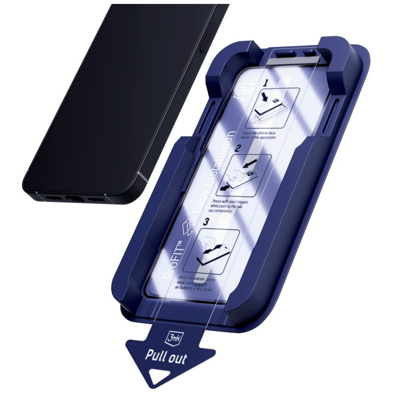 3MK HardGlass Max Panzerglas mit Applikator für Apple iPhone 13 / 13 Pro / 14 / 16e / 17e, schwarz