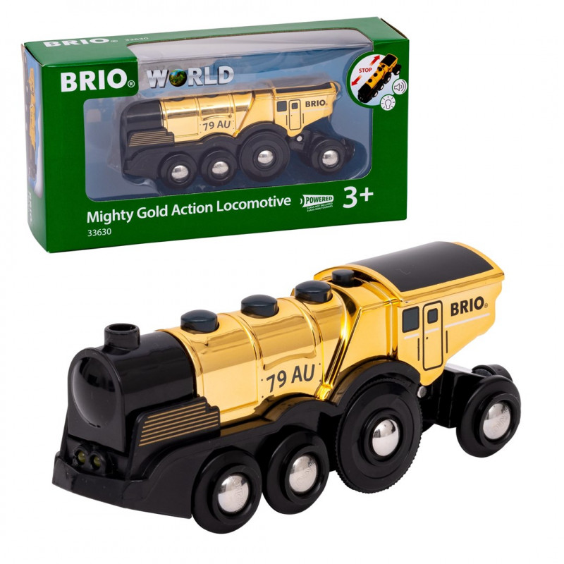 BRIO World goldene Batterielokomotive mit Licht und Sound (33630)