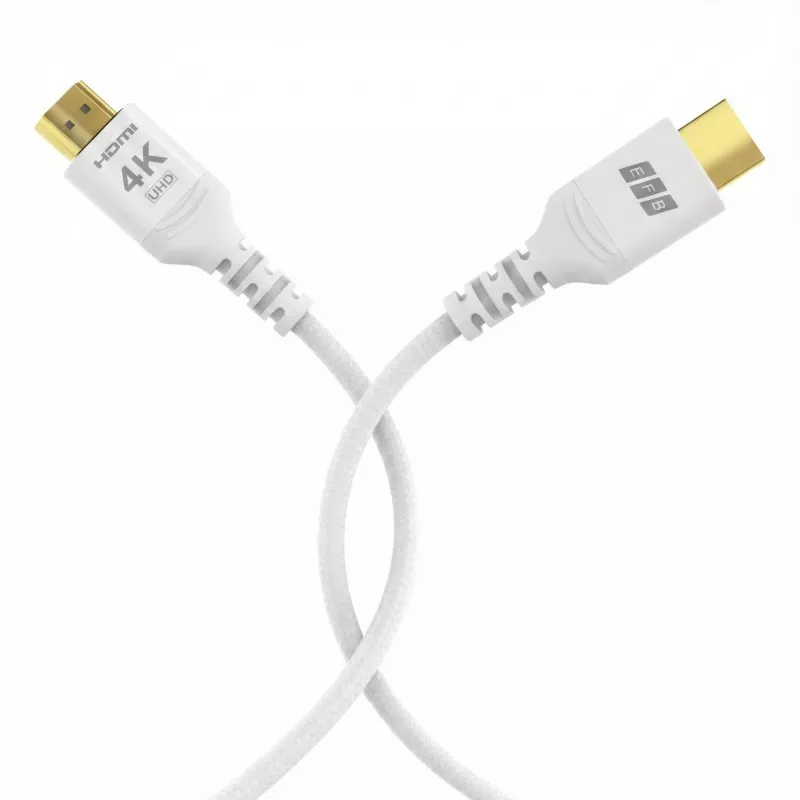 EFB Elektronik HDMI-20-00012 HDMI-Kabel High Speed mit Ethernet, 4K60Hz, 18 Gbit/s, 1 m, Weiß, kompatibel mit HDMI 2.0