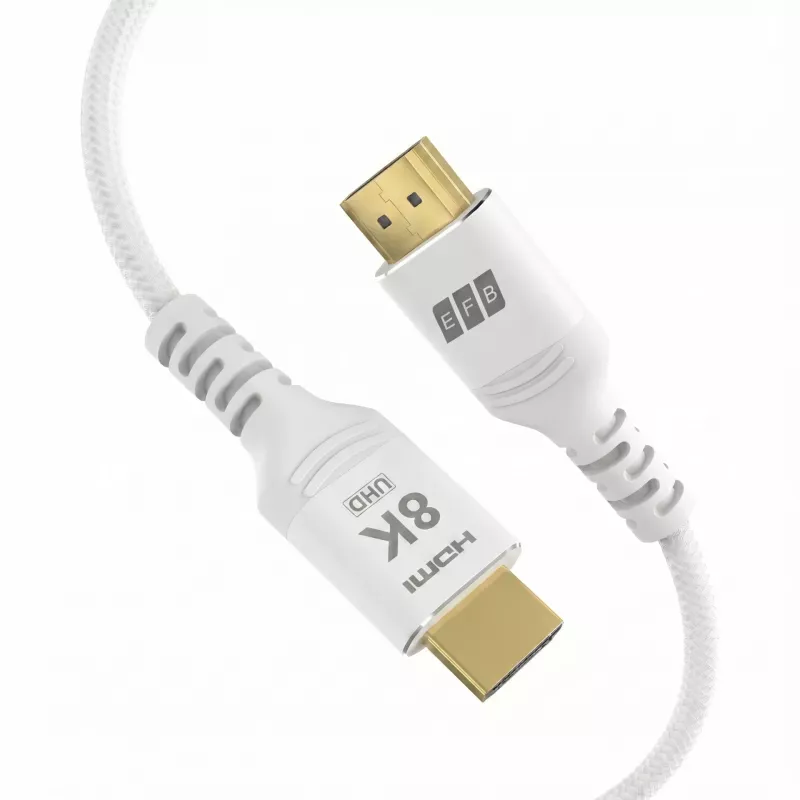 EFB Elektronik HDMI-21-00009 HDMI-Kabel Ultra High Speed, 8K60Hz, 48 Gbit/s, 0.5 m, Weiß, kompatibel mit HDMI 2.1/2.0