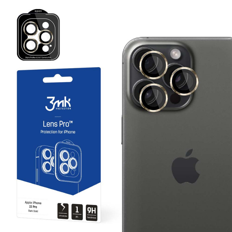 3MK Lens Protection Pro Apple iPhone 15 Pro, Dunkelgold