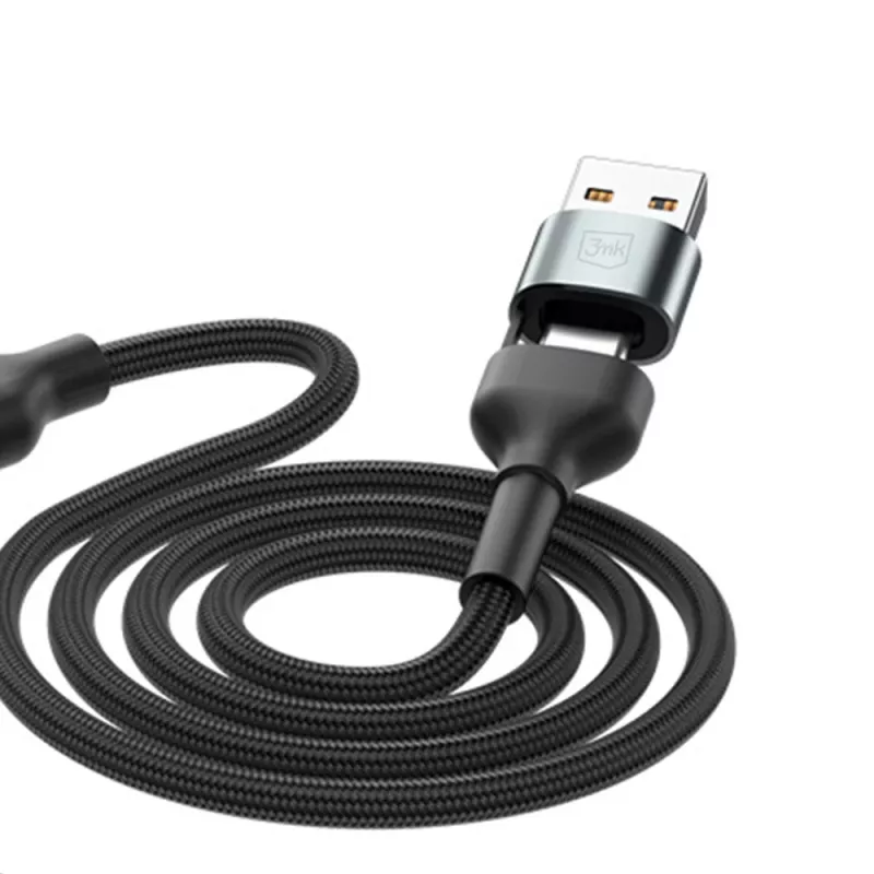 3MK Hyper Cable N-SERIES 6in1 USB-C / USB-A auf USB-C / MicroUSB / Lightning Kabel, QC 3.0, 18 W (9 V / 2 A), 1.2 m, Schwarz