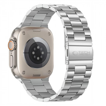 Tech-Protect Stainless Edelstahlarmband für Apple Watch 8 / 9 / 10 / 11 / 12 / SE / Ultra (44 / 45 / 46 / 49 mm), Silber