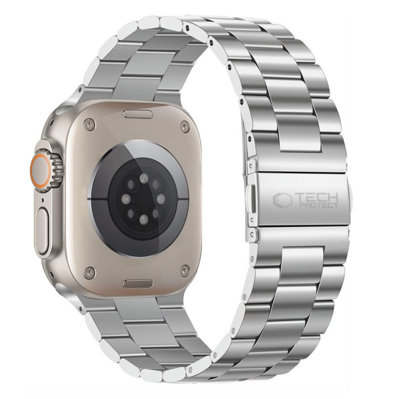 Tech-Protect Stainless Edelstahlarmband für Apple Watch 8 / 9 / 10 / 11 / 12 / SE / Ultra (44 / 45 / 46 / 49 mm), Silber