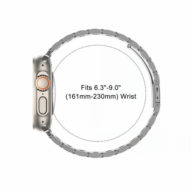 Tech-Protect Stainless Edelstahlarmband für Apple Watch 8 / 9 / 10 / 11 / 12 / SE / Ultra (44 / 45 / 46 / 49 mm), Silber