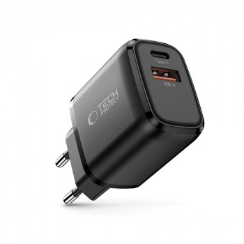 Tech-Protect NCA20 USB-A / USB-C Wandladegerät PD 20W / QC3.0, Schwarz
