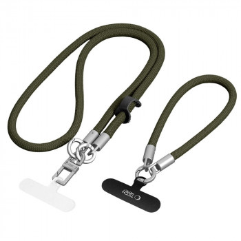 Tech-Protect C10S Rope Crossbody & Wrist Handyband-Set, Olivgrün/Titan