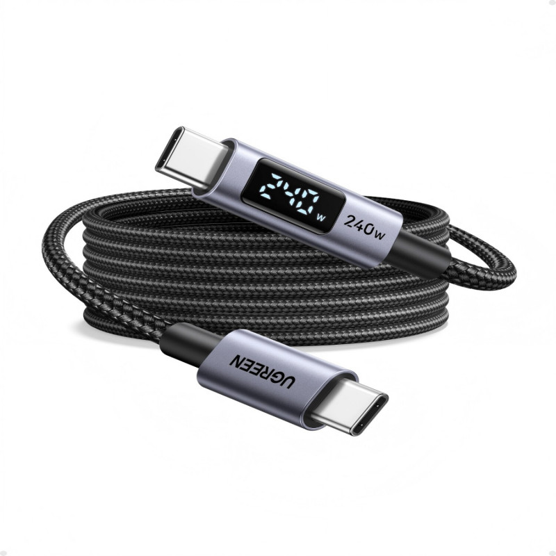 Ugreen L530 USB-C auf USB-C Kabel, PD 240 W, 480 Mbps, mit Display, 2 m, Schwarz