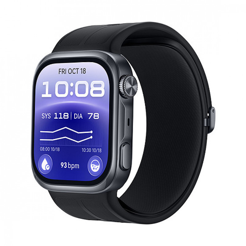 Huawei Watch D3 Riva-B10 46 mm Smartwatch, Aluminiumgehäuse, Gummiarmband, Schwarz (55020KBU)