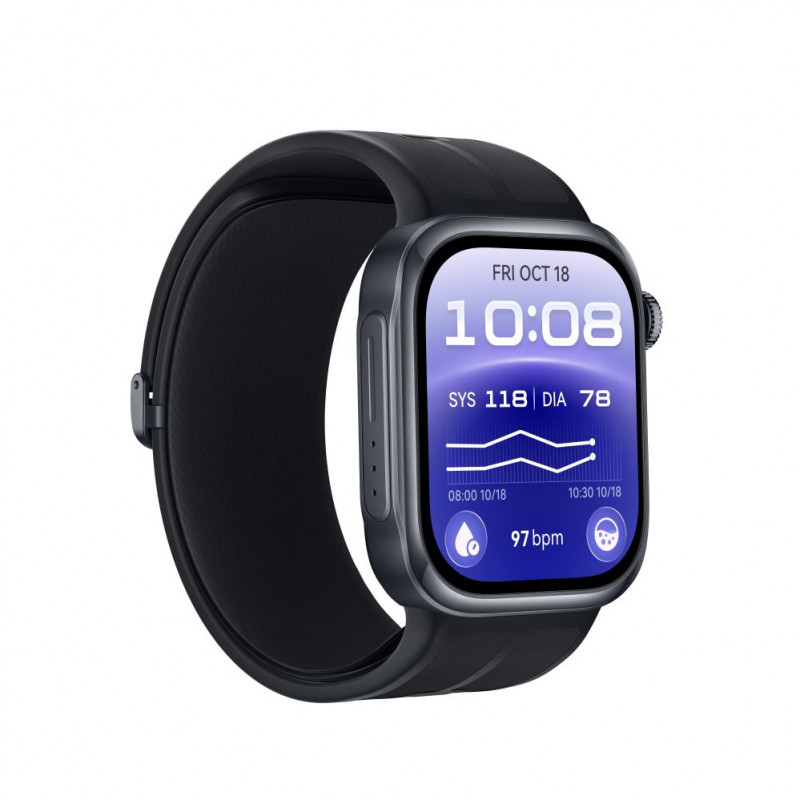 Huawei Watch D3 Riva-B10 46 mm Smartwatch, Aluminiumgehäuse, Gummiarmband, Schwarz (55020KBU)