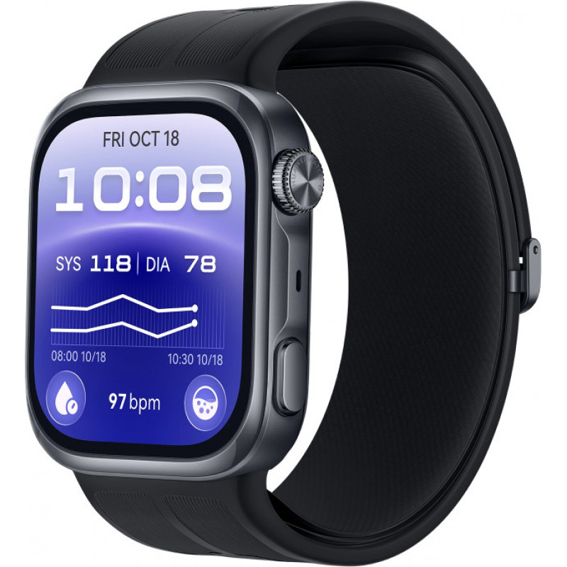 Huawei Watch D3 Riva-B10 46 mm Smartwatch, Aluminiumgehäuse, Gummiarmband, Schwarz (55020KBU)