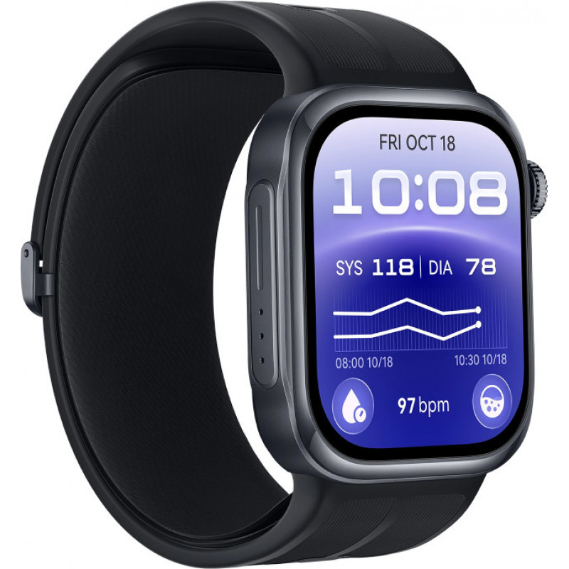Huawei Watch D3 Riva-B10 46 mm Smartwatch, Aluminiumgehäuse, Gummiarmband, Schwarz (55020KBU)