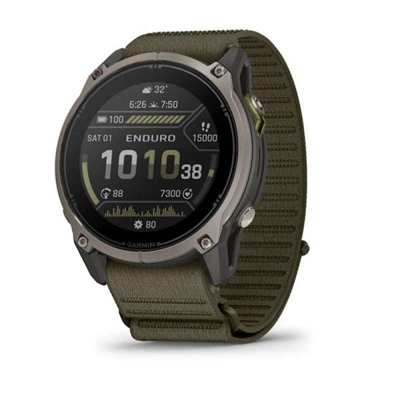 Garmin Enduro 4 GPS-Smartwatch mit dunkeloliv ComfortFit Stoffarmband (010-04799-01)