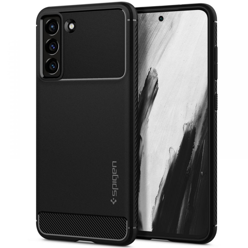 Spigen Rugged Armor Hülle für Samsung Galaxy S21 FE, Mattschwarz