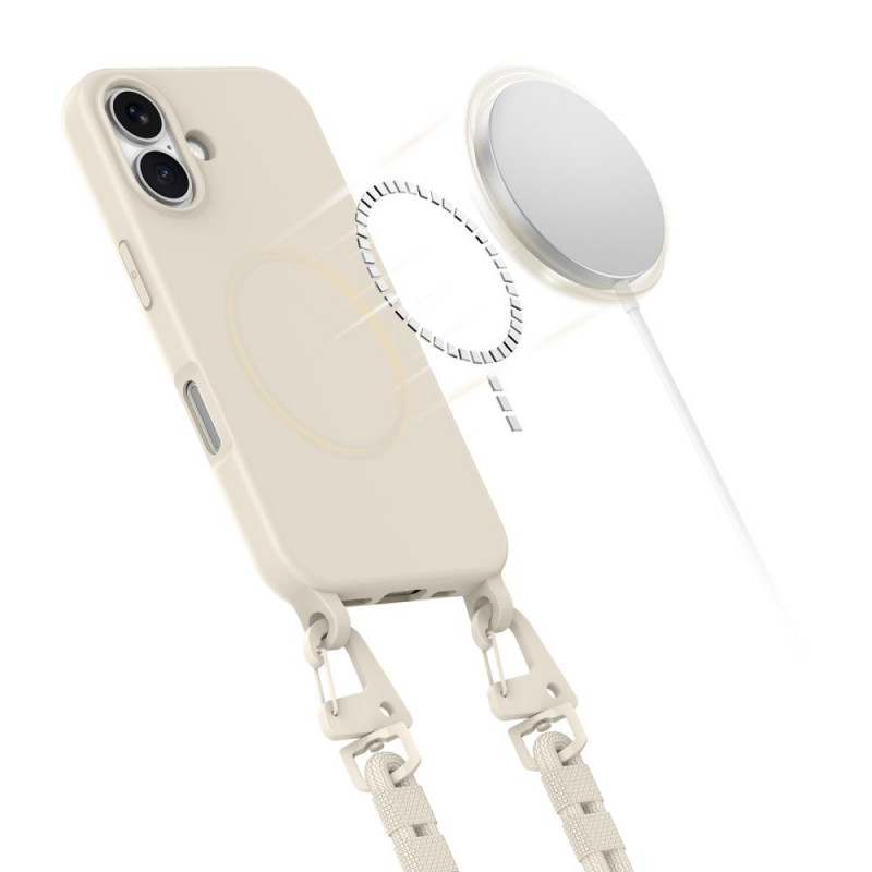 Tech-Protect MagNecklace MagSafe-Hülle mit Umhängeband für Apple iPhone 16, Beige