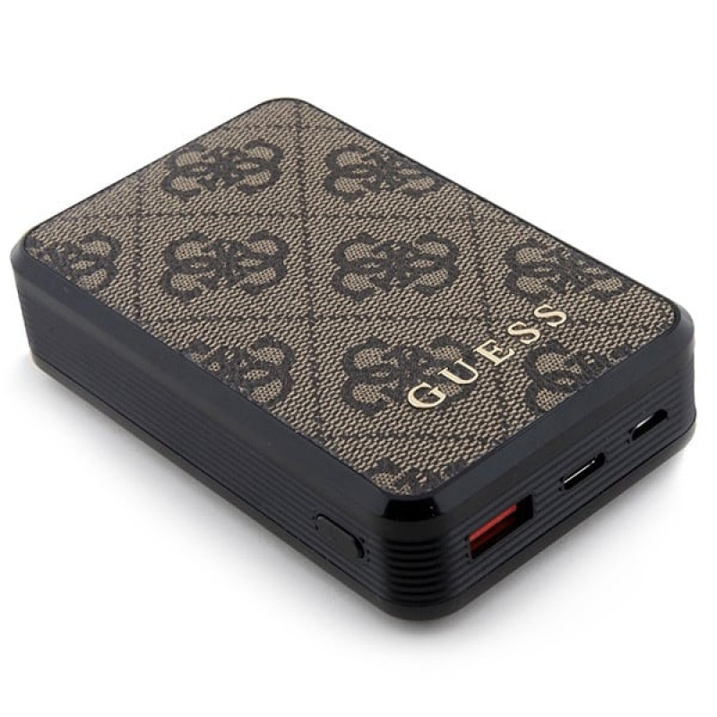 Guess GUPB10DP4GEGW Powerbank 10000 mAh, 18 W, 4G Leather Metal Logo, braun